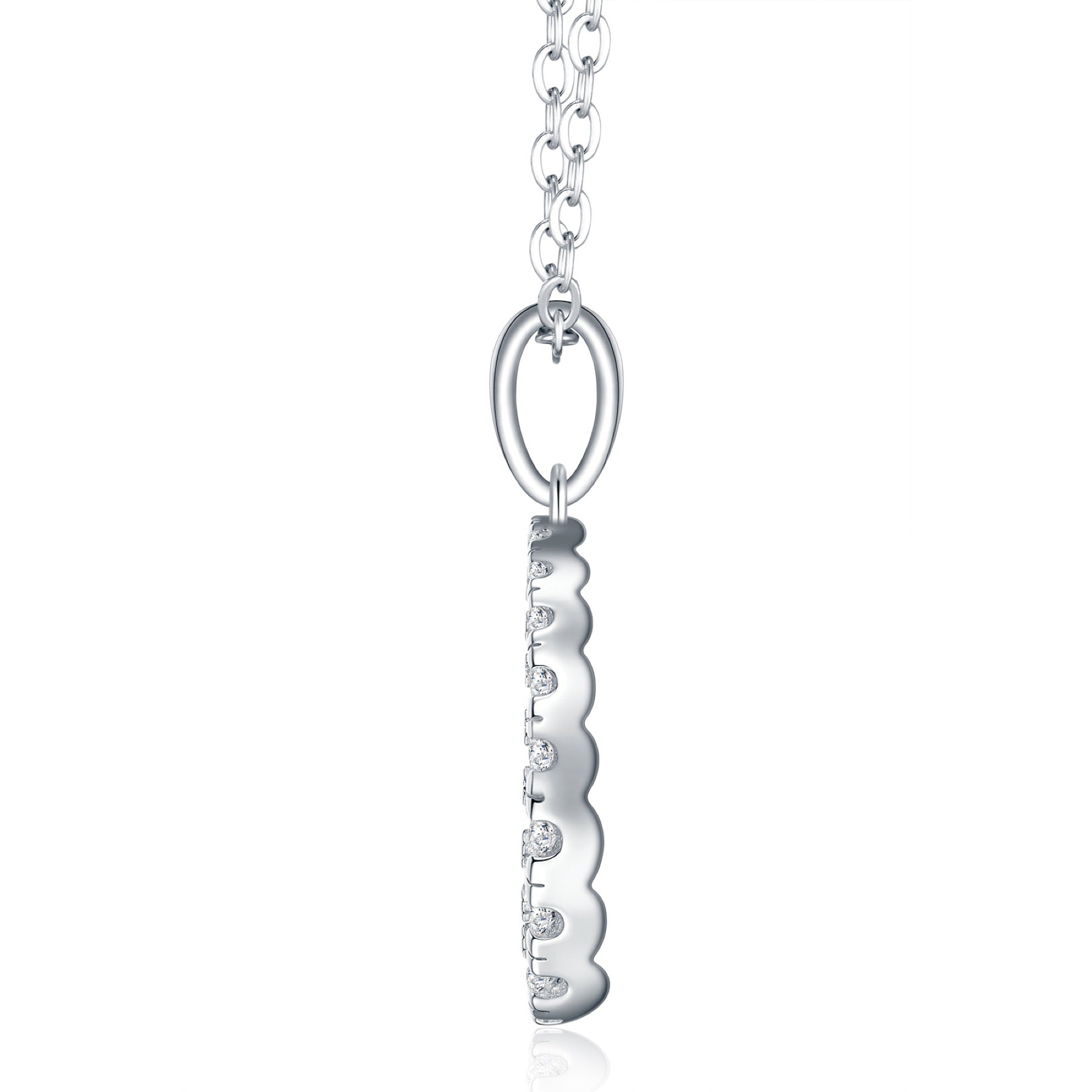 Anello Moissanite Circle Pendant Necklace in Sterling Silver