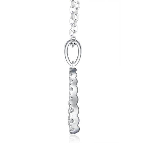 Anello Moissanite Circle Pendant Necklace in Sterling Silver