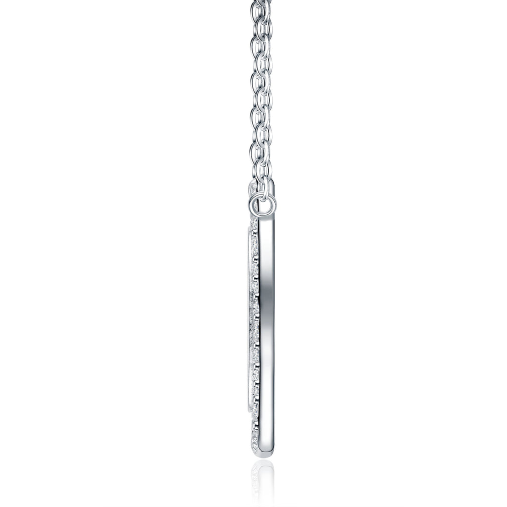 Ovate Moissanite Oval Pendant Necklace in Sterling Silver
