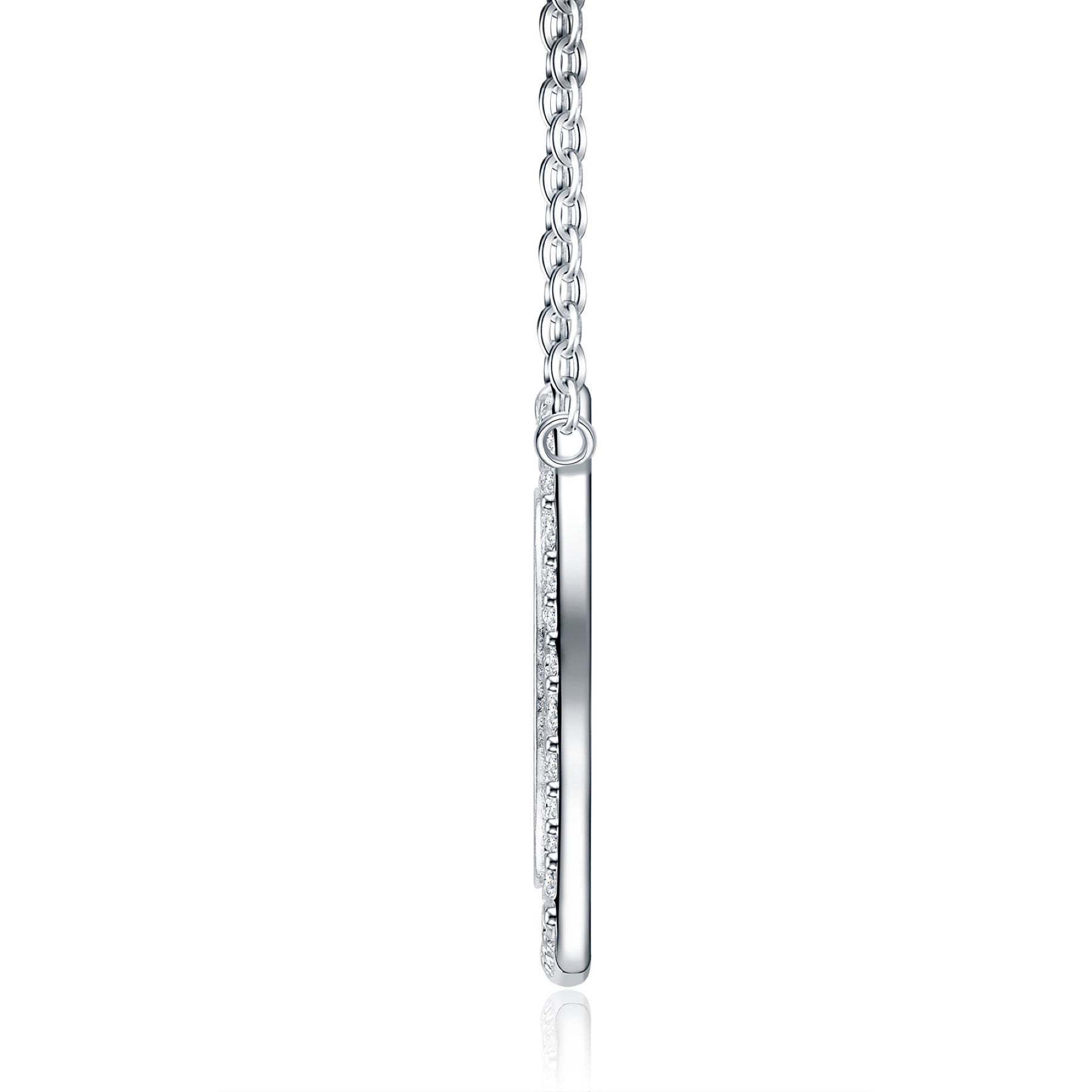 Ovate Moissanite Oval Pendant Necklace in Sterling Silver