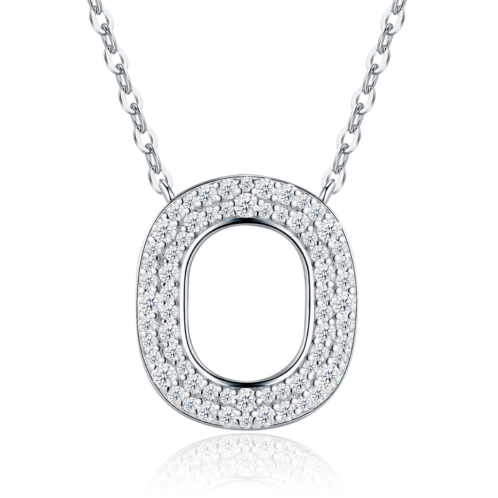 Ovate Moissanite Oval Pendant Necklace in Sterling Silver