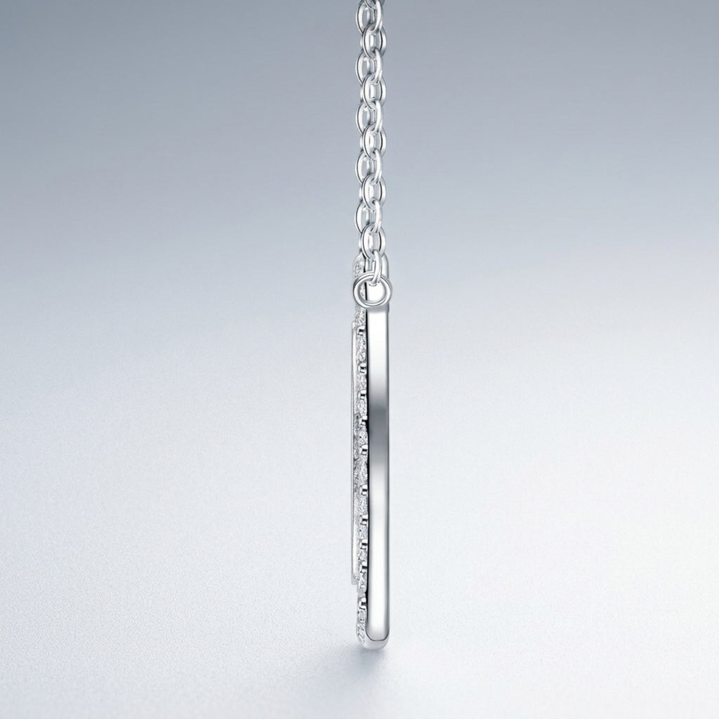 Ovate Moissanite Oval Pendant Necklace in Sterling Silver