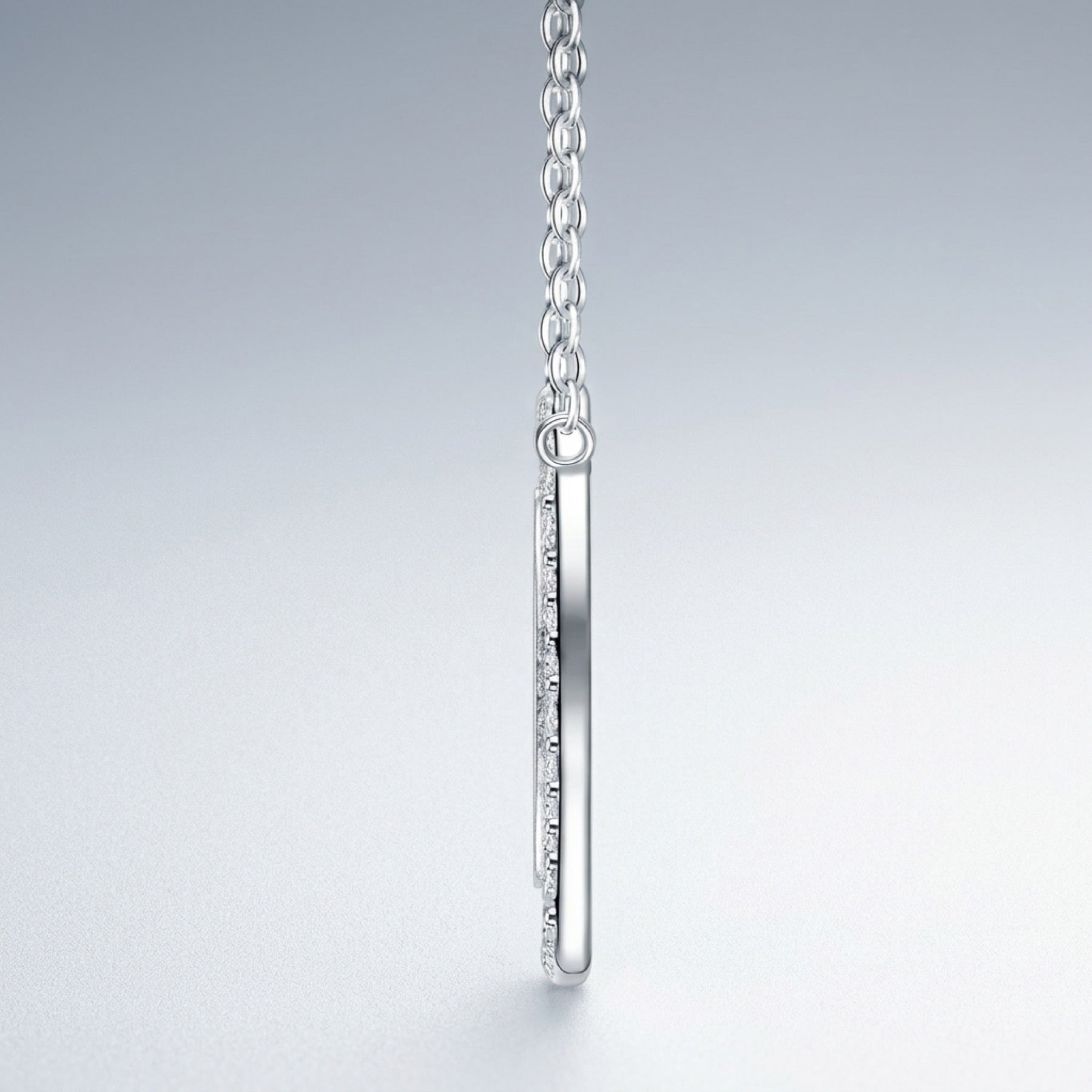 Ovate Moissanite Oval Pendant Necklace in Sterling Silver