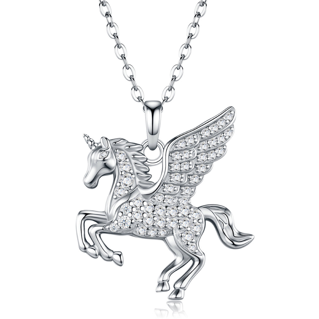 Pegasus Moissanite Pegasus Pendant Necklace in Sterling Silver