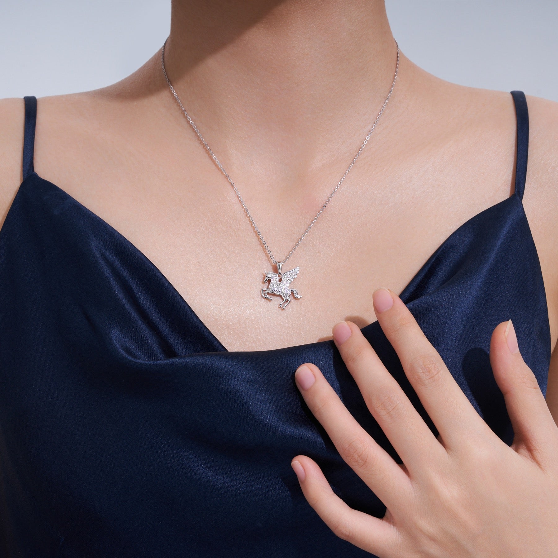 Pegasus Moissanite Pegasus Pendant Necklace in Sterling Silver