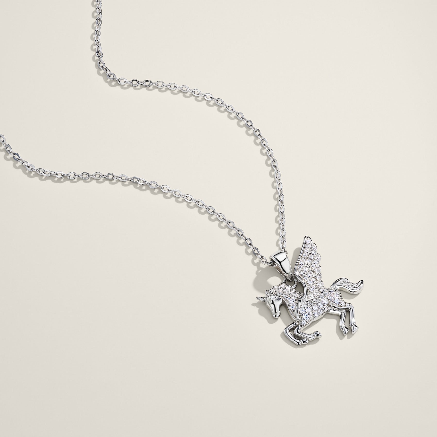 Pegasus Moissanite Pegasus Pendant Necklace in Sterling Silver
