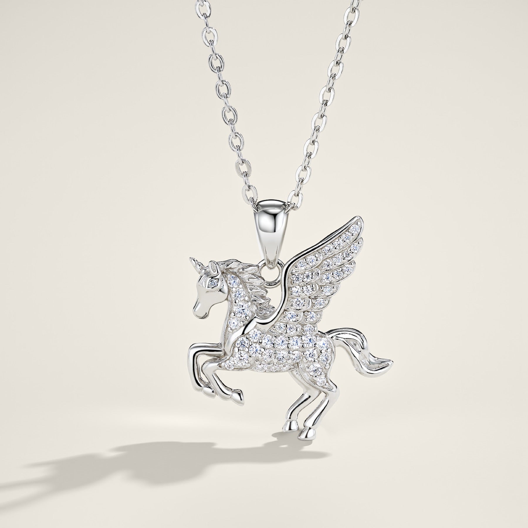 Pegasus Moissanite Pegasus Pendant Necklace in Sterling Silver