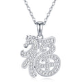 Mustang Moissanite Horse Pendant Necklace in Sterling Silver