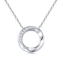 Twist Moissanite Circle Pendant Necklace in Sterling Silver