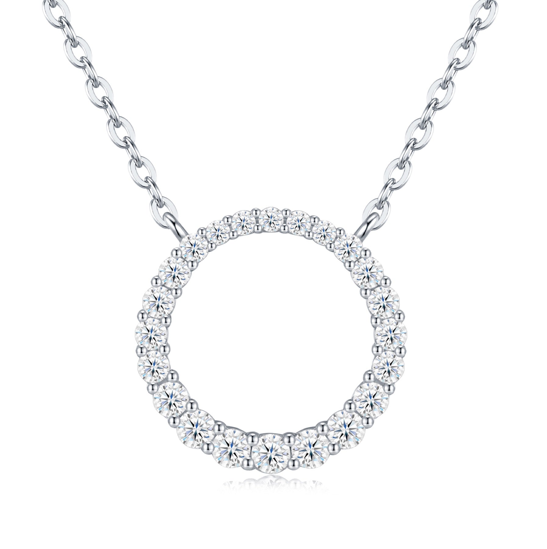 Loop Moissanite Circle Pendant Necklace in Sterling Silver