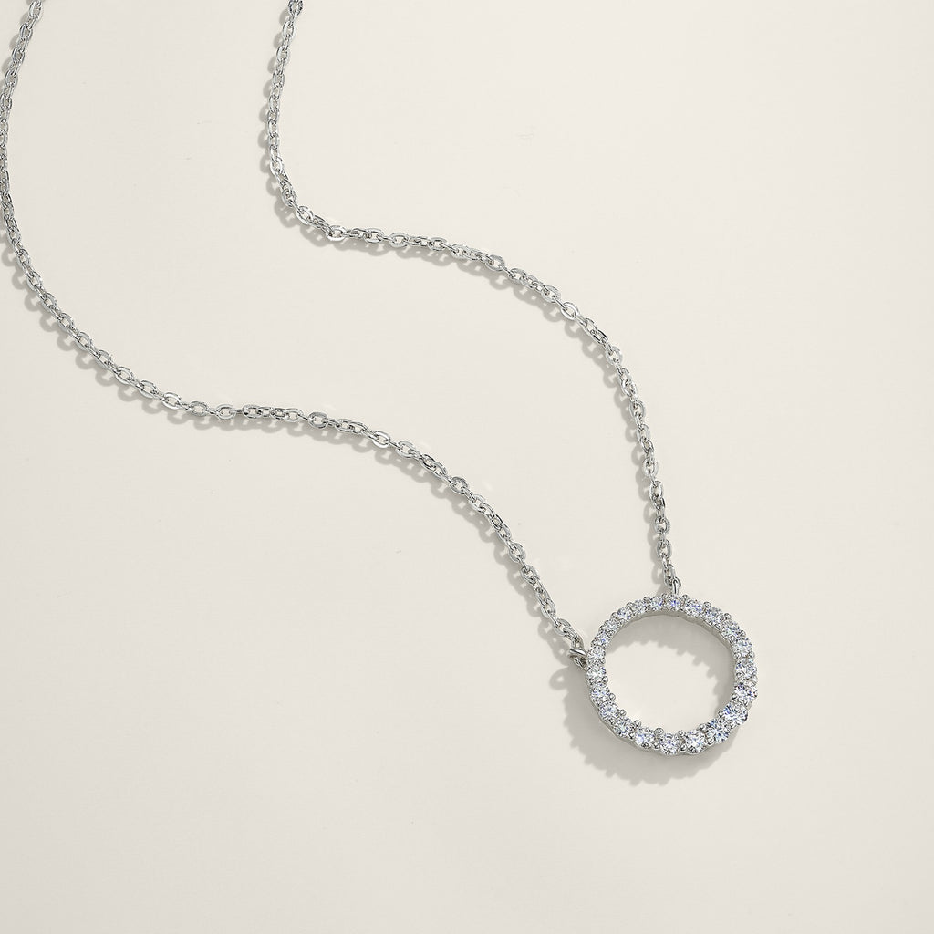 Loop Moissanite Circle Pendant Necklace in Sterling Silver