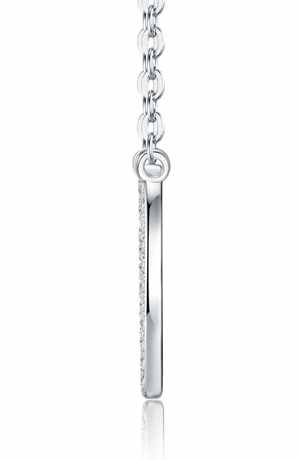 Frame Moissanite Square Pendant Necklace in Sterling Silver