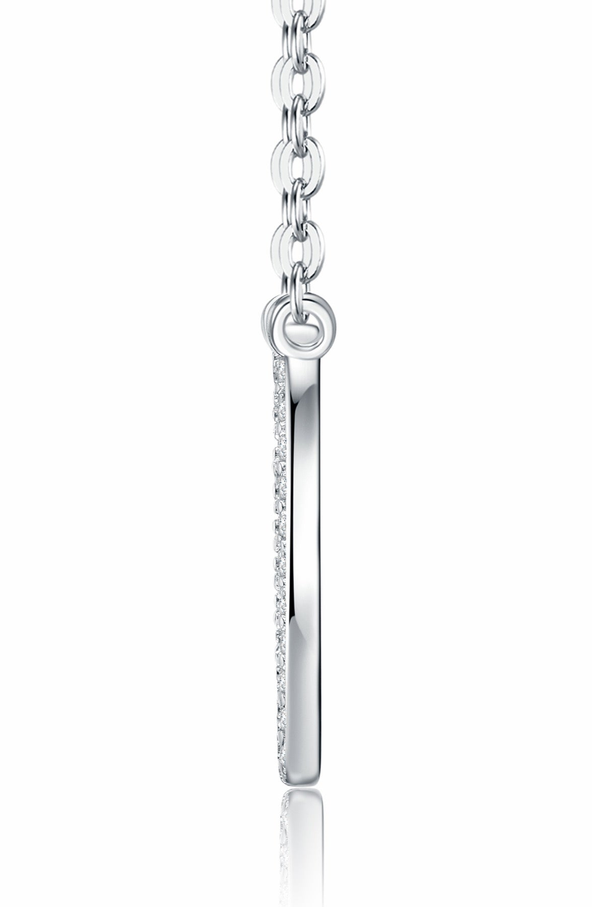 Frame Moissanite Square Pendant Necklace in Sterling Silver