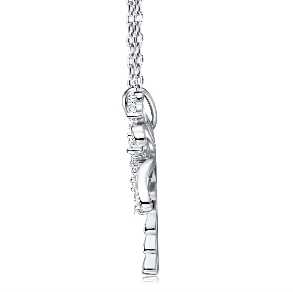 Palm Moissanite Palm Tree Pendant Necklace in Sterling Silver