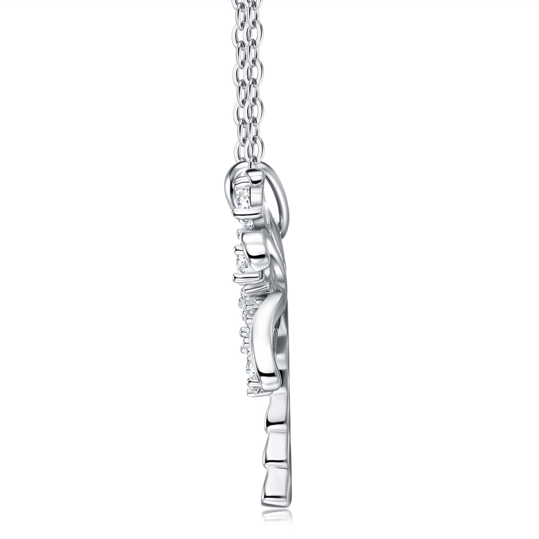 Palm Moissanite Palm Tree Pendant Necklace in Sterling Silver