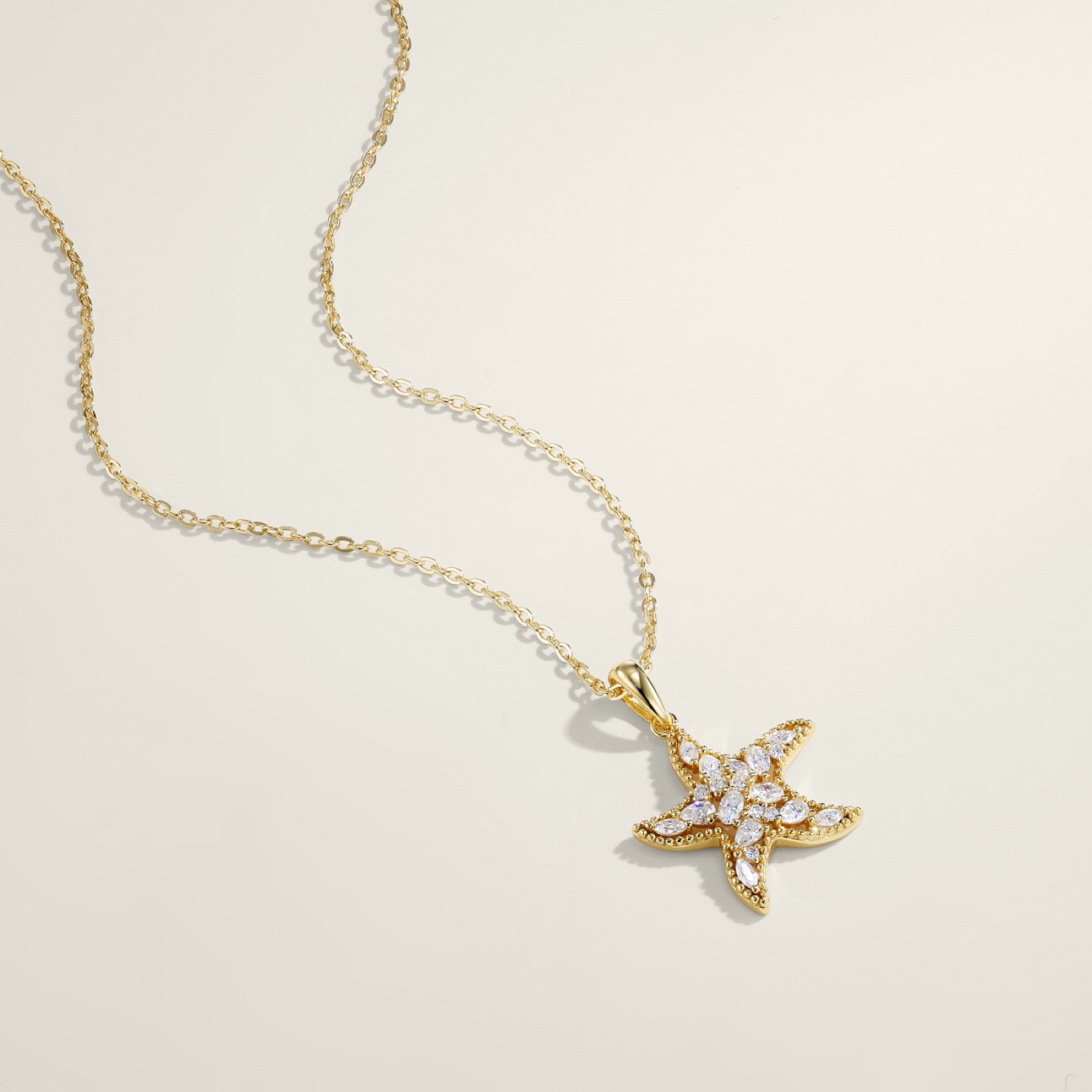 Starfish Moissanite Starfish Pendant Necklace in Sterling Silver