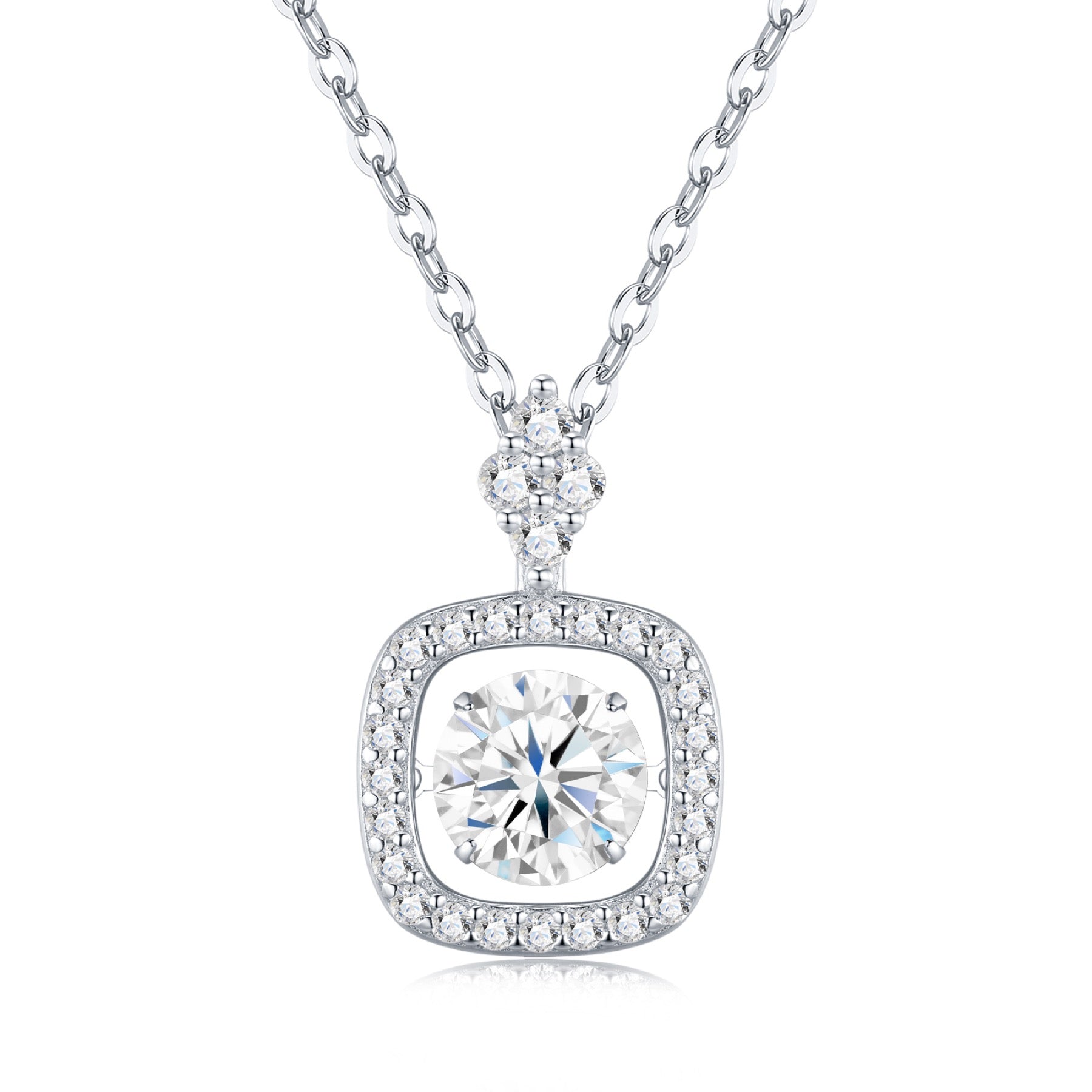 Vela 1 Carat Moissanite Halo Pendant Necklace in Sterling Silver