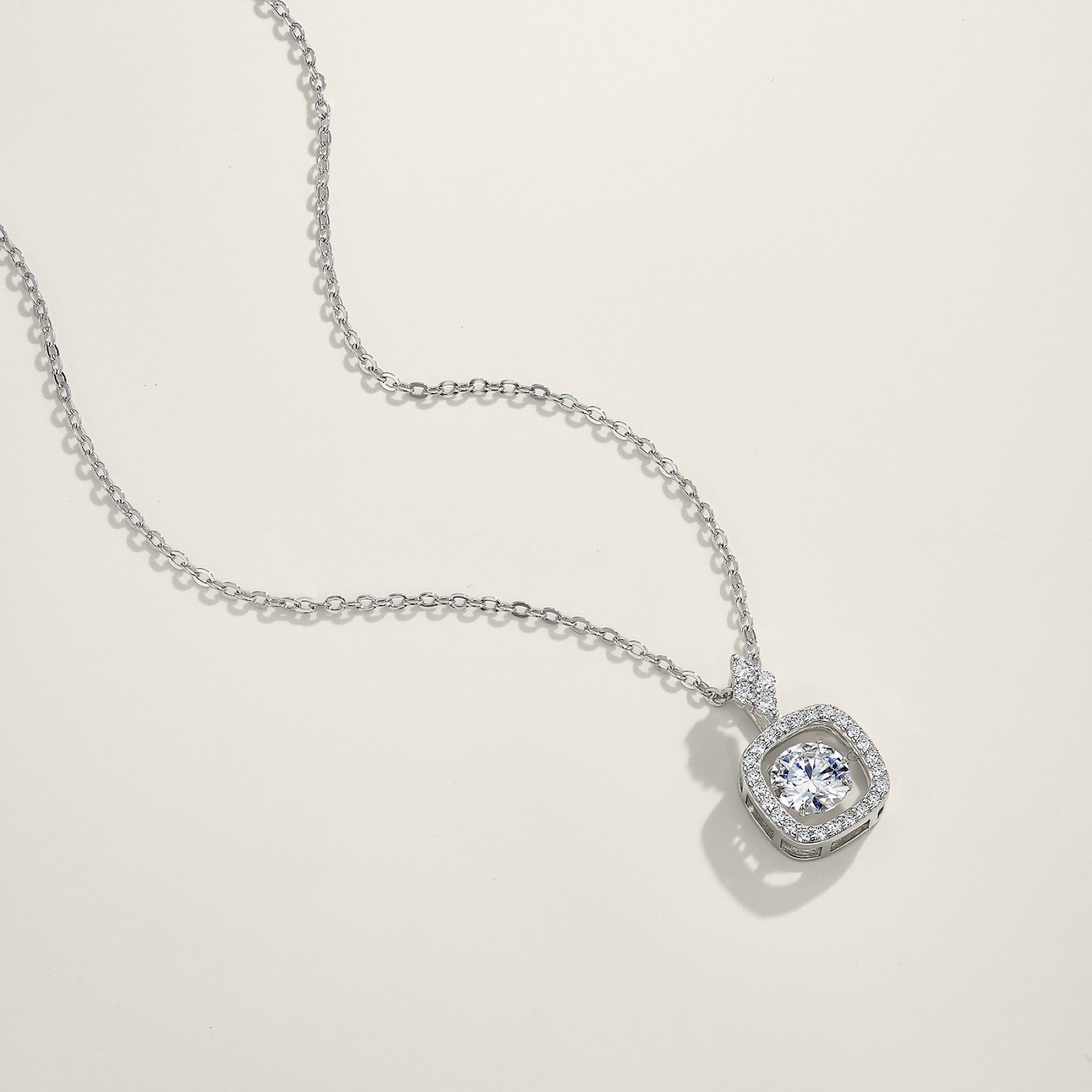 Vela 1 Carat Moissanite Halo Pendant Necklace in Sterling Silver