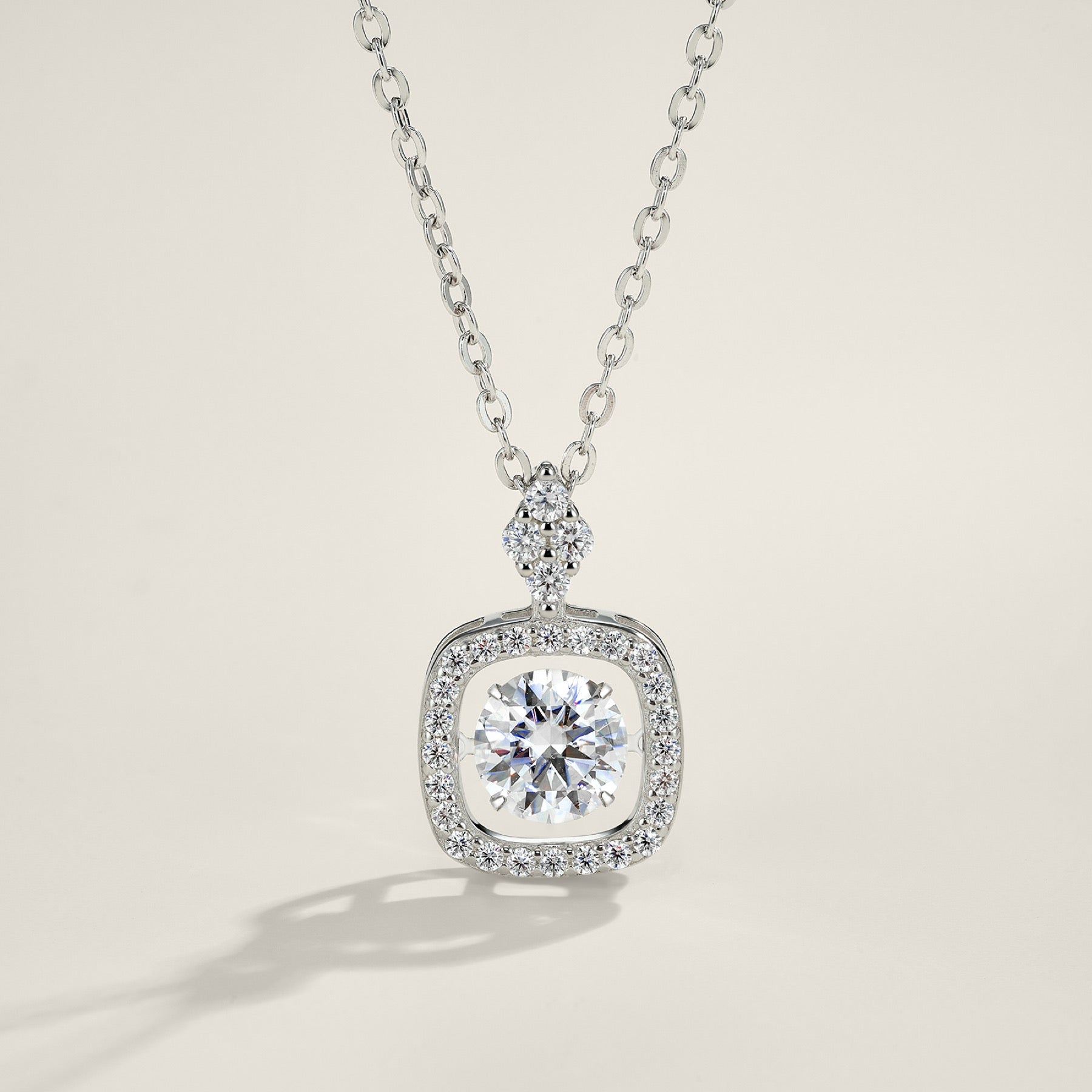Vela 1 Carat Moissanite Halo Pendant Necklace in Sterling Silver