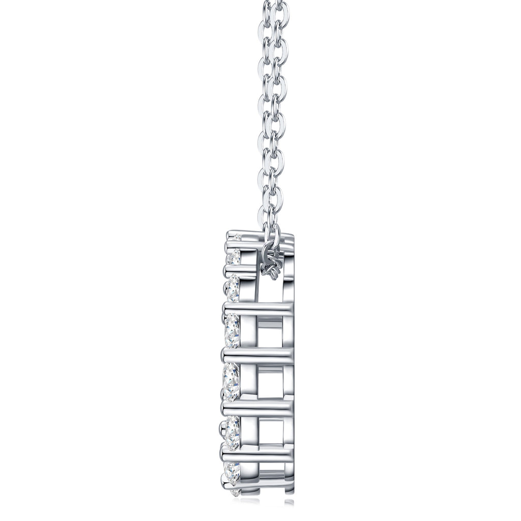 Ring Moissanite Circle Pendant Necklace in Sterling Silver