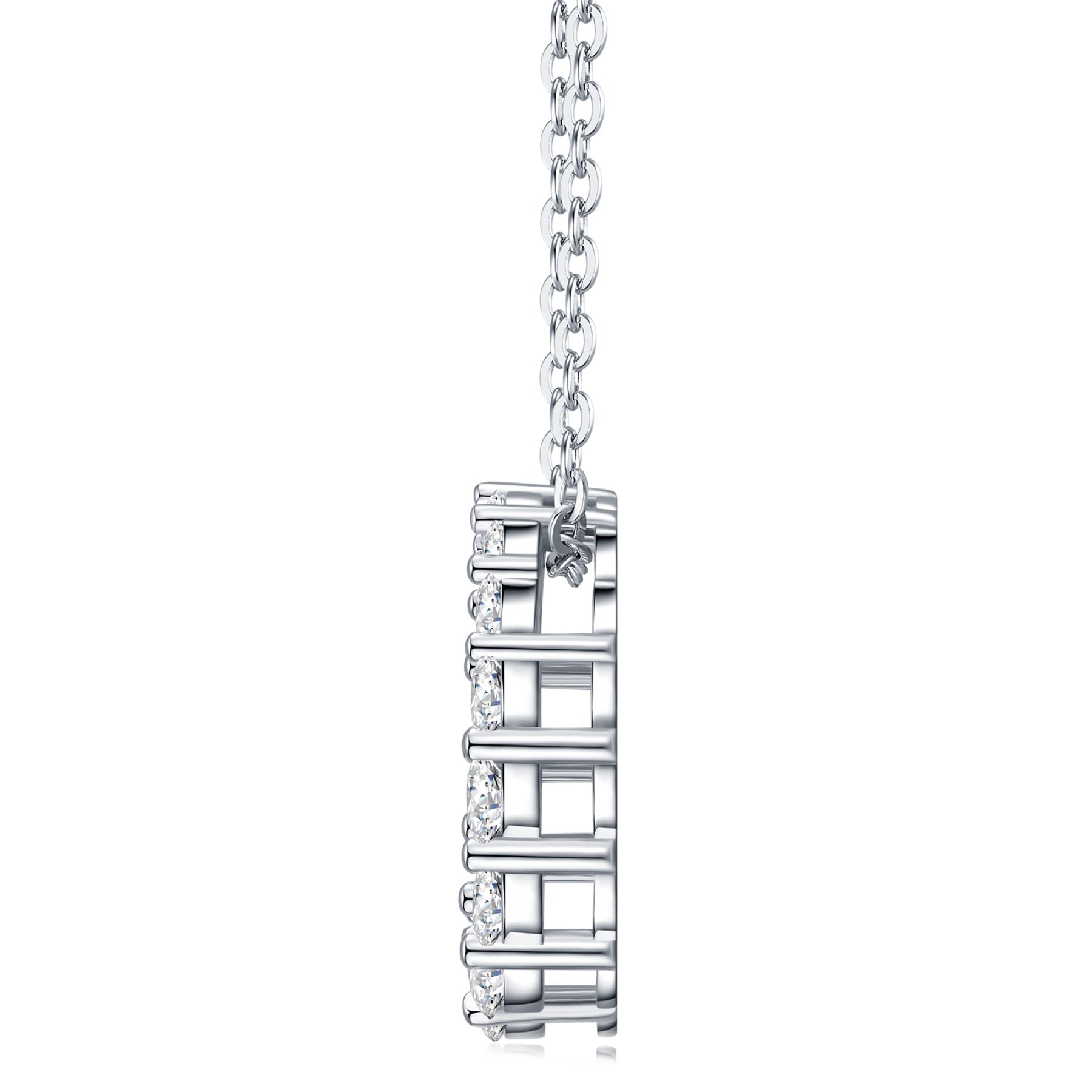Ring Moissanite Circle Pendant Necklace in Sterling Silver