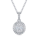 Glint Moissanite Halo Pendant Necklace in Sterling Silver