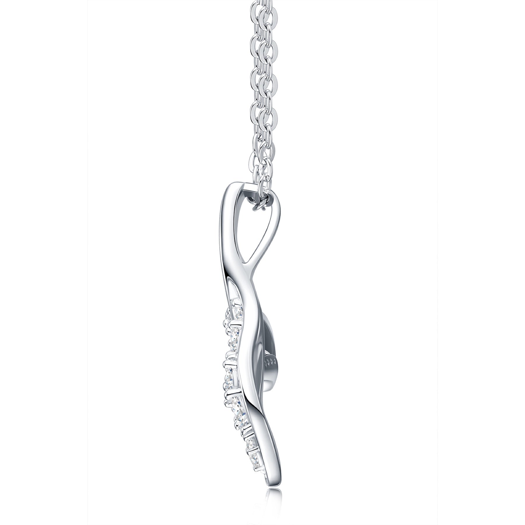 Tide Moissanite Whale Tail Pendant Necklace in Sterling Silver