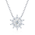 Sol Moissanite Flower Pendant Necklace in Sterling Silver