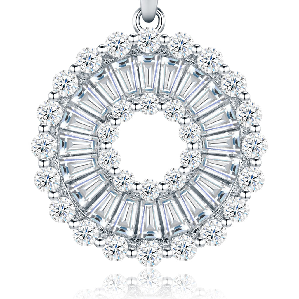 Corona Moissanite Baguette Circle Necklace in Sterling Silver — detail