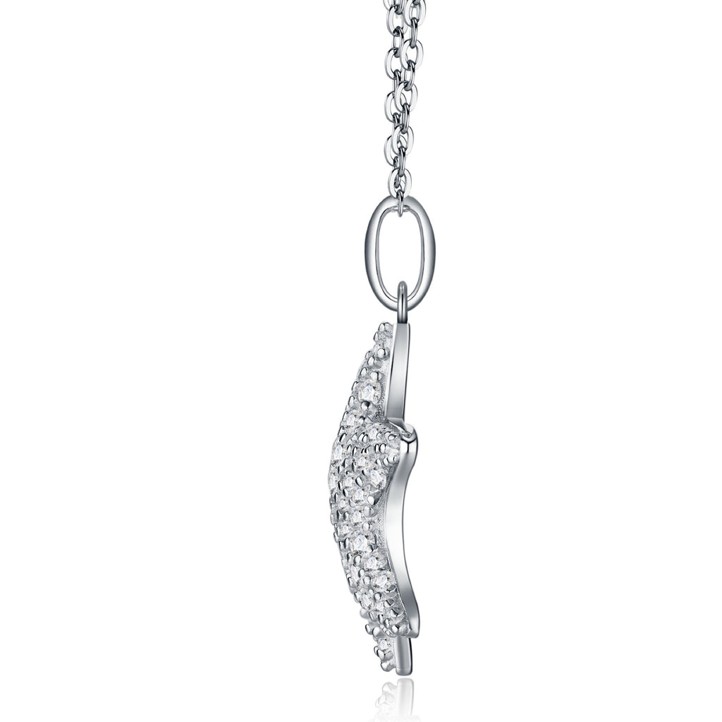 Estrella Moissanite Starfish Pendant Necklace in Sterling Silver