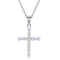 Amen Moissanite Cross Necklace in Sterling Silver