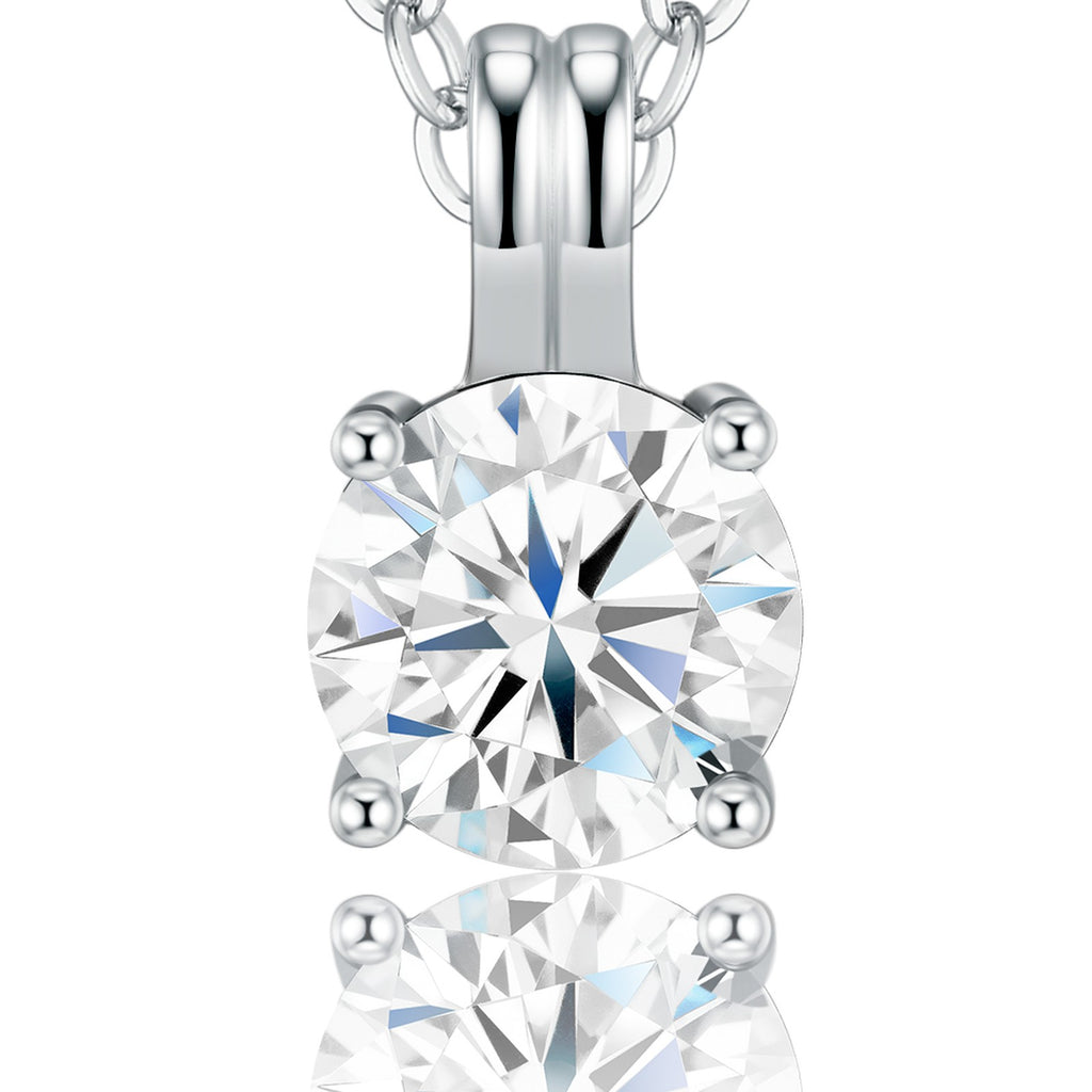 Ovalis 1 Carat Moissanite Solitaire Pendant Necklace in Sterling Silver — detail