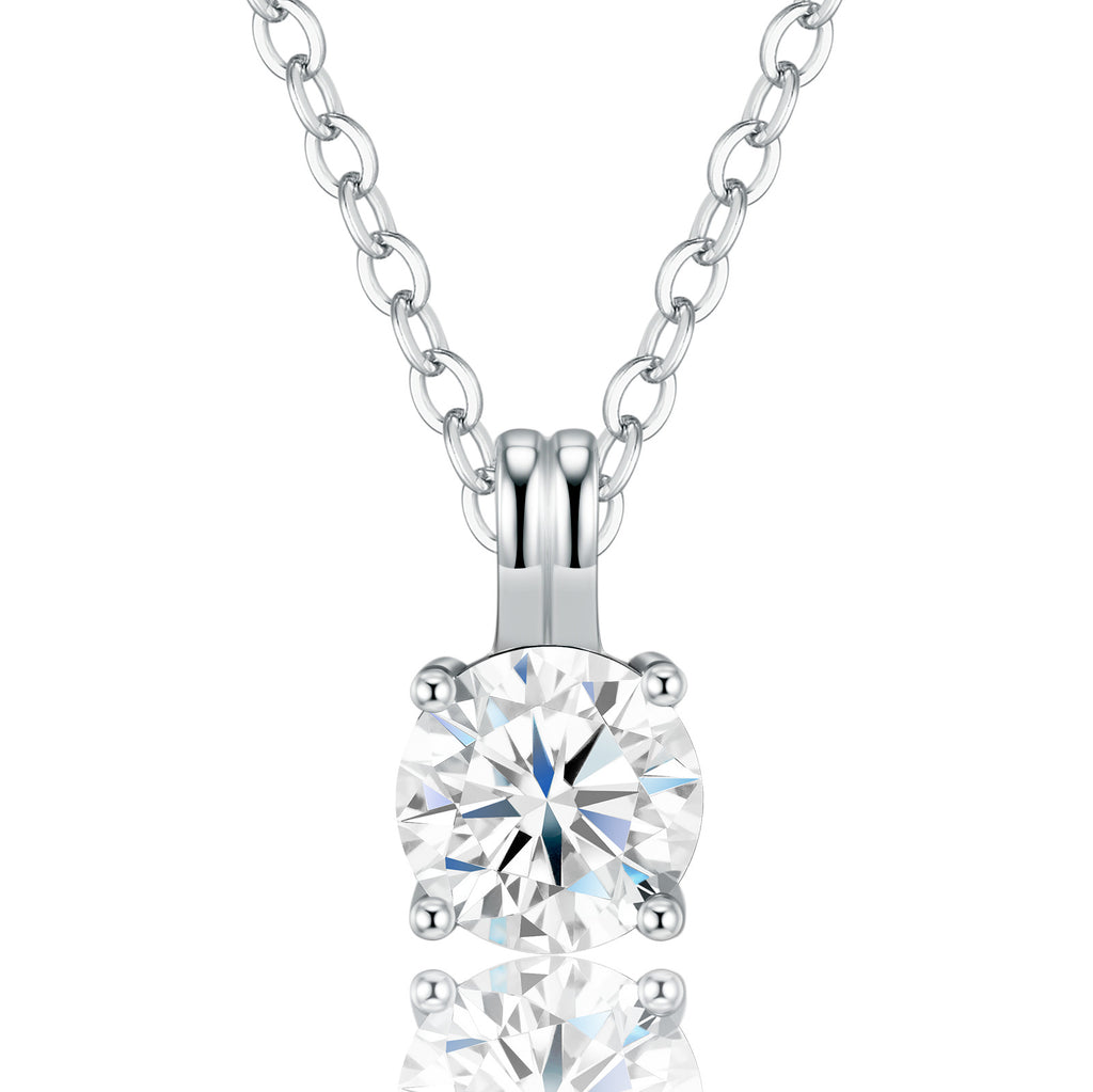 Ovalis 1 Carat Moissanite Solitaire Pendant Necklace in Sterling Silver