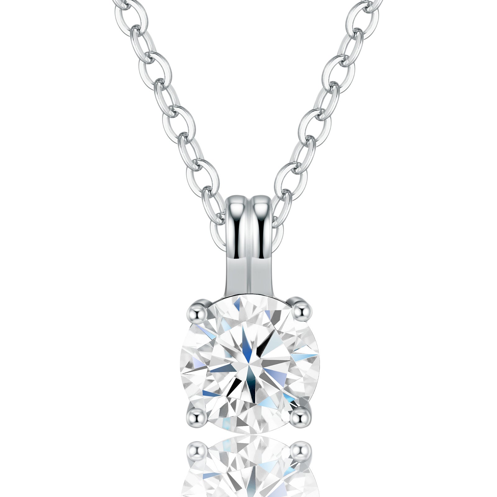 Ovalis 1 Carat Moissanite Solitaire Pendant Necklace in Sterling Silver
