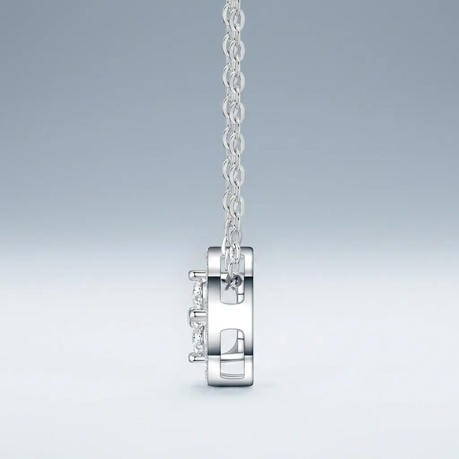Fleurette Moissanite Clover Pendant Necklace in Sterling Silver