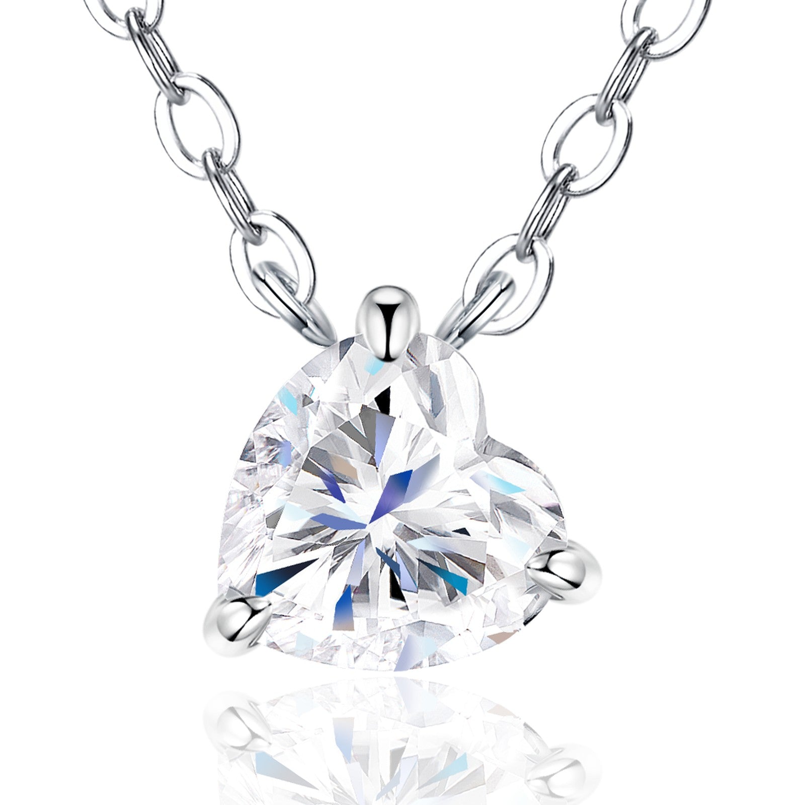 Cerise Heart-Cut Moissanite Heart Pendant Necklace in Sterling Silver — detail