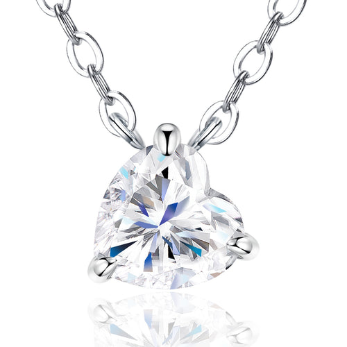 Cerise Heart-Cut Moissanite Heart Pendant Necklace in Sterling Silver — detail