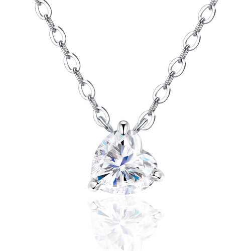 Cerise Heart-Cut Moissanite Heart Pendant Necklace in Sterling Silver