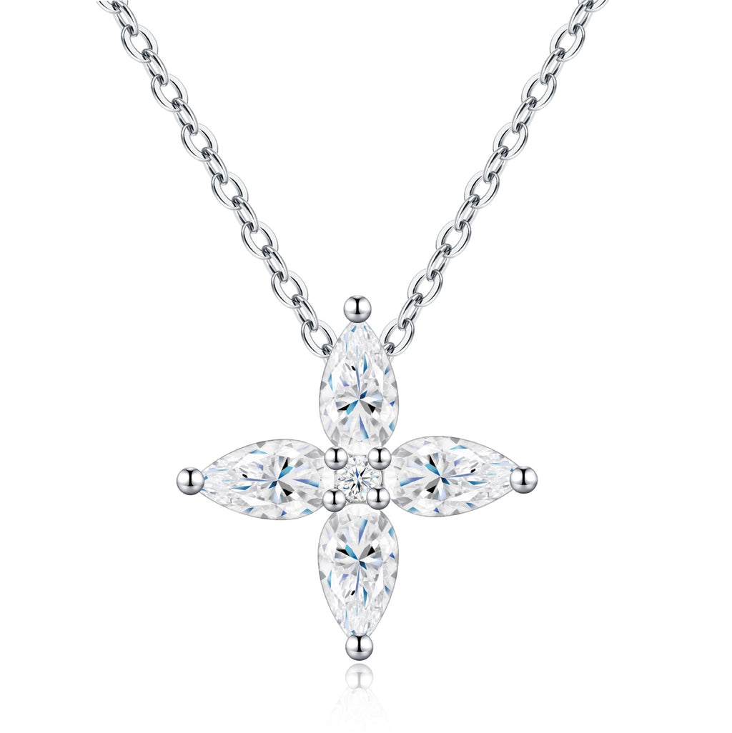 Foliole Moissanite Clover Pendant Necklace in Sterling Silver