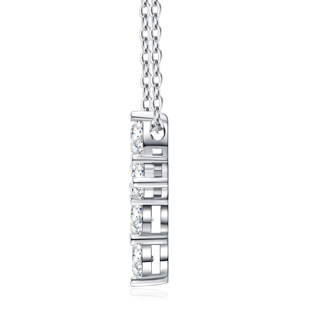 Sacra Moissanite Cross Necklace in Sterling Silver