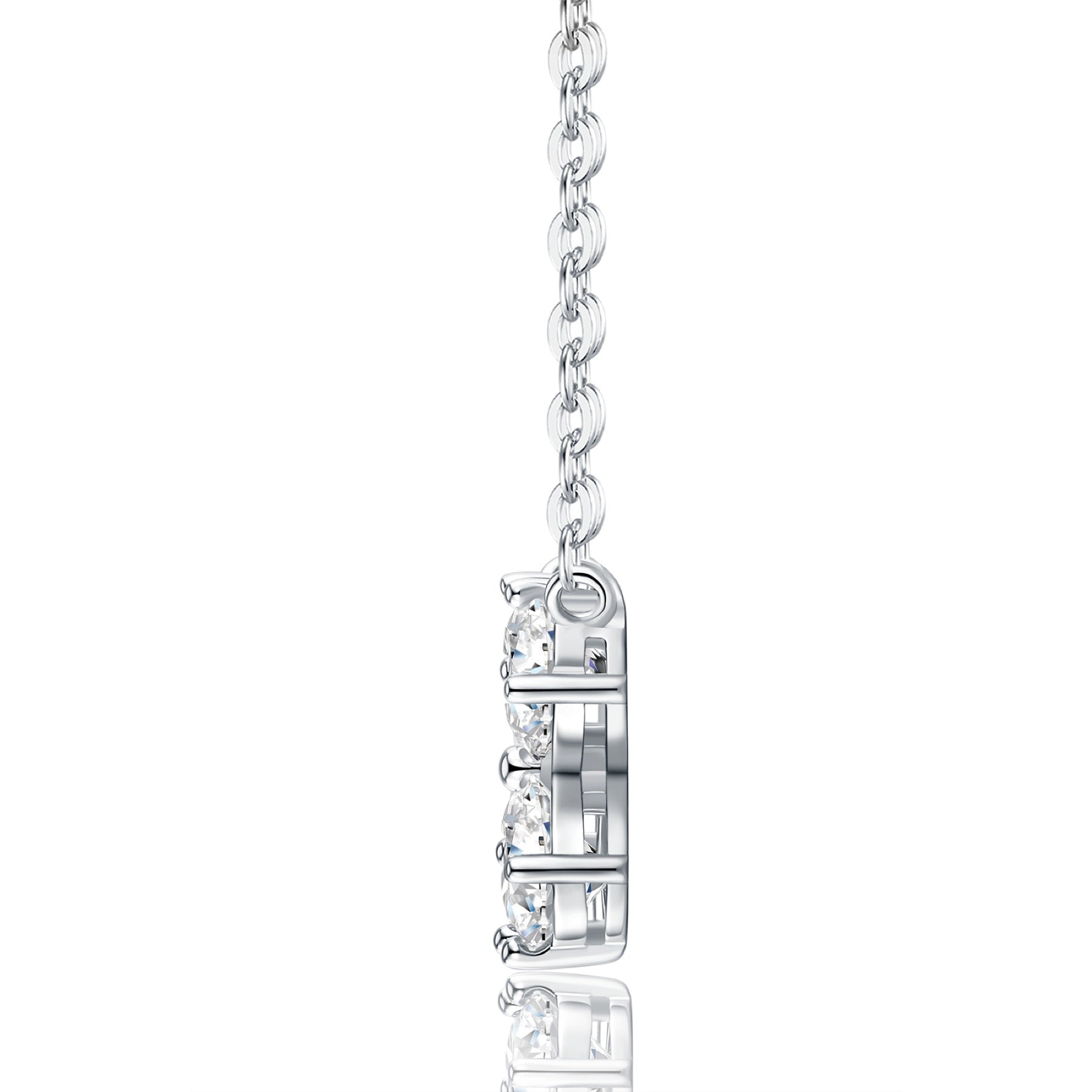 Shamrock Moissanite Clover Pendant Necklace in Sterling Silver