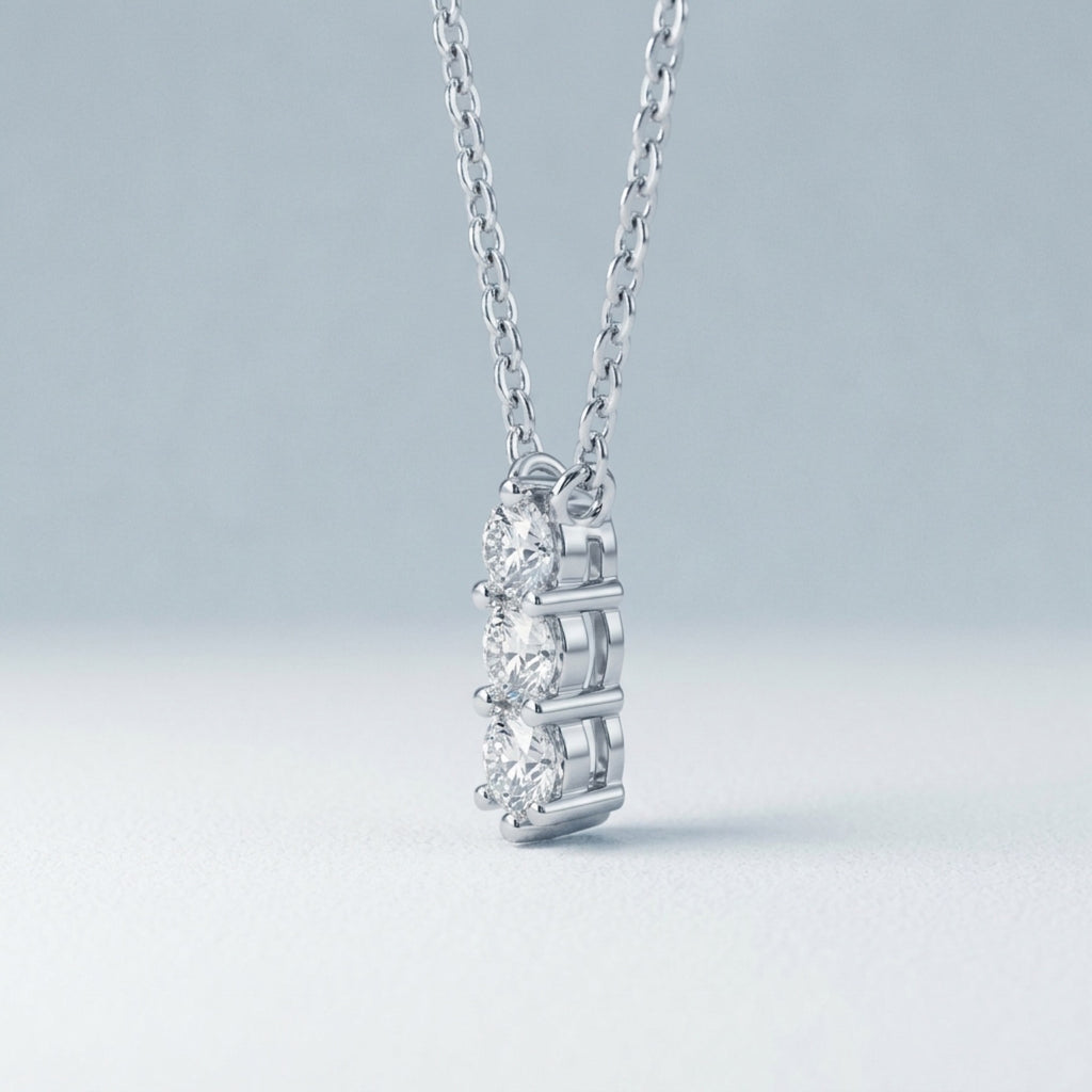 Shamrock Moissanite Clover Pendant Necklace in Sterling Silver