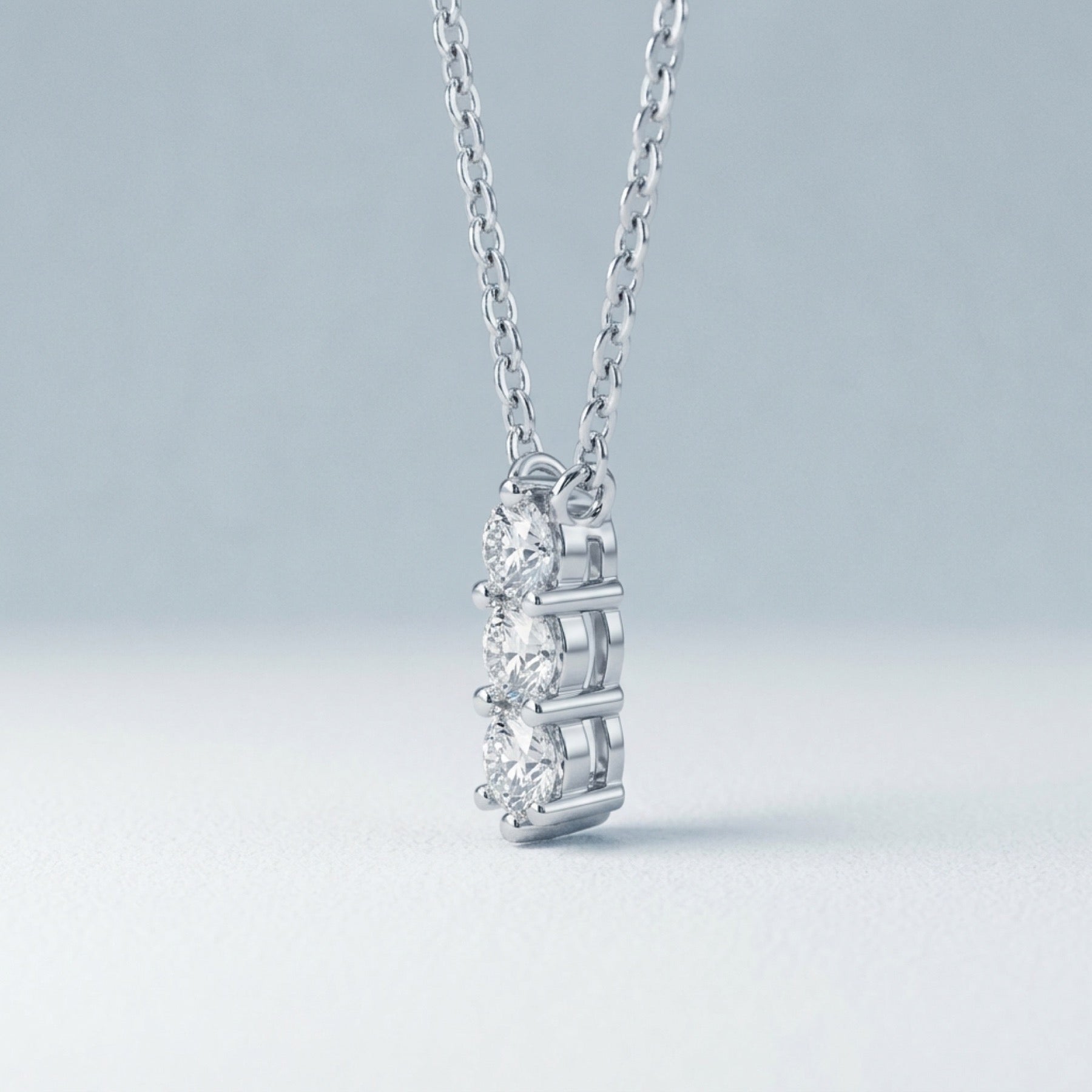 Shamrock Moissanite Clover Pendant Necklace in Sterling Silver