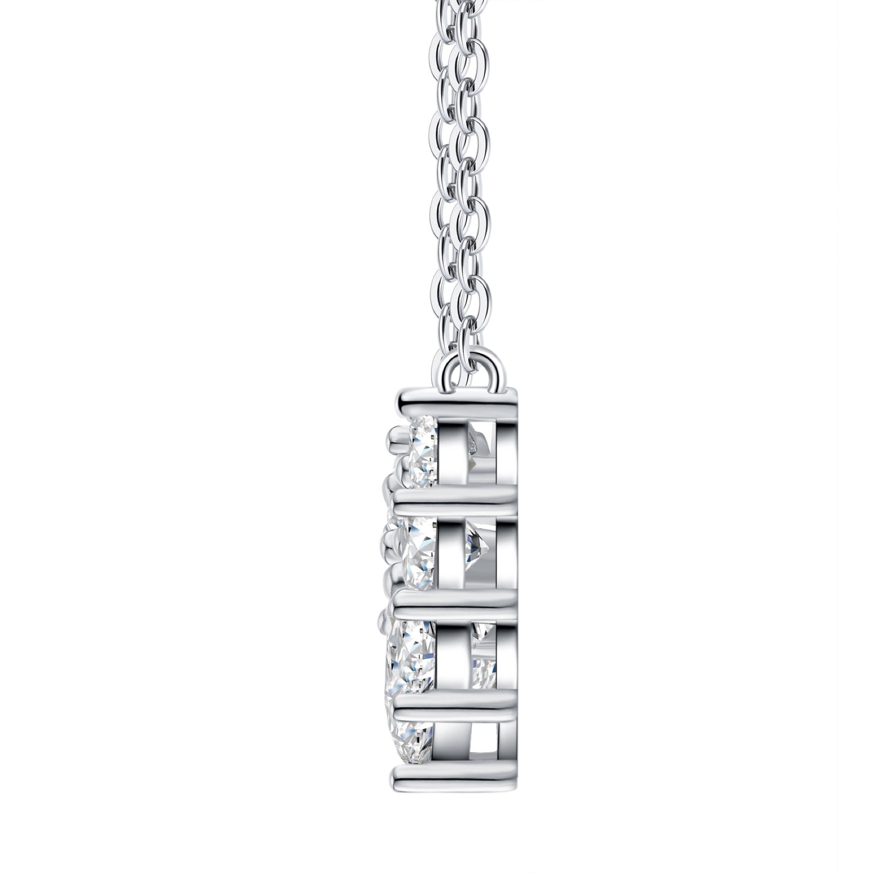 Sway Moissanite Curved Bar Necklace in Sterling Silver