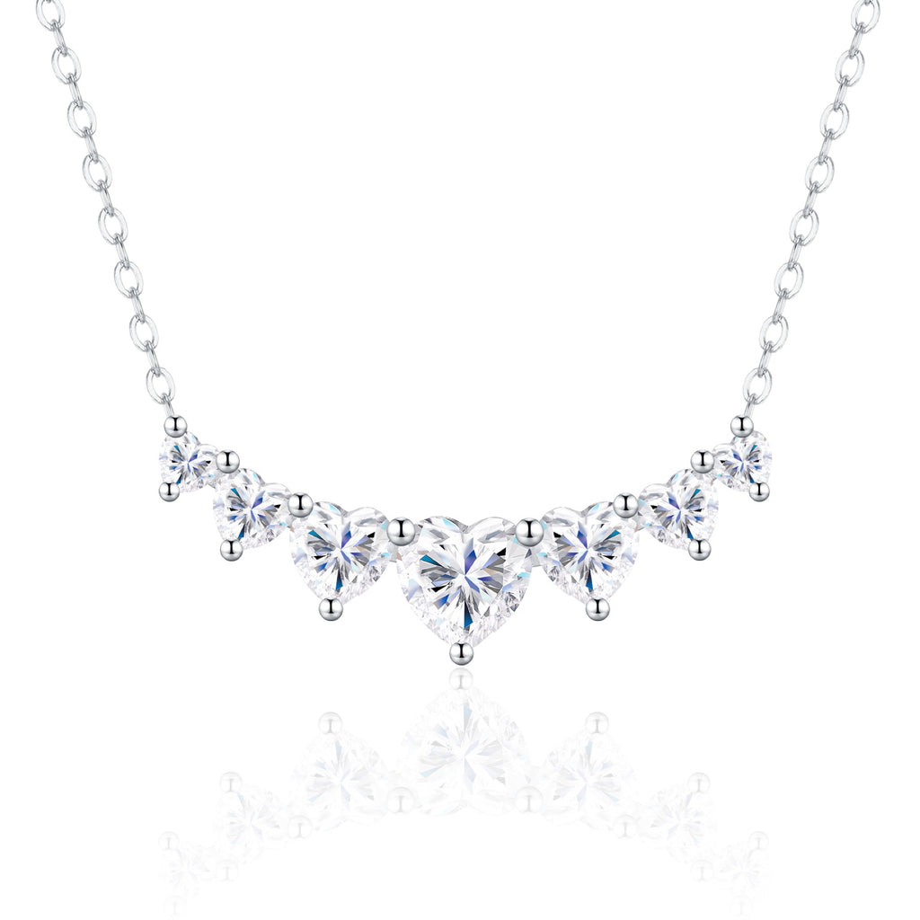 Sway Moissanite Curved Bar Necklace in Sterling Silver