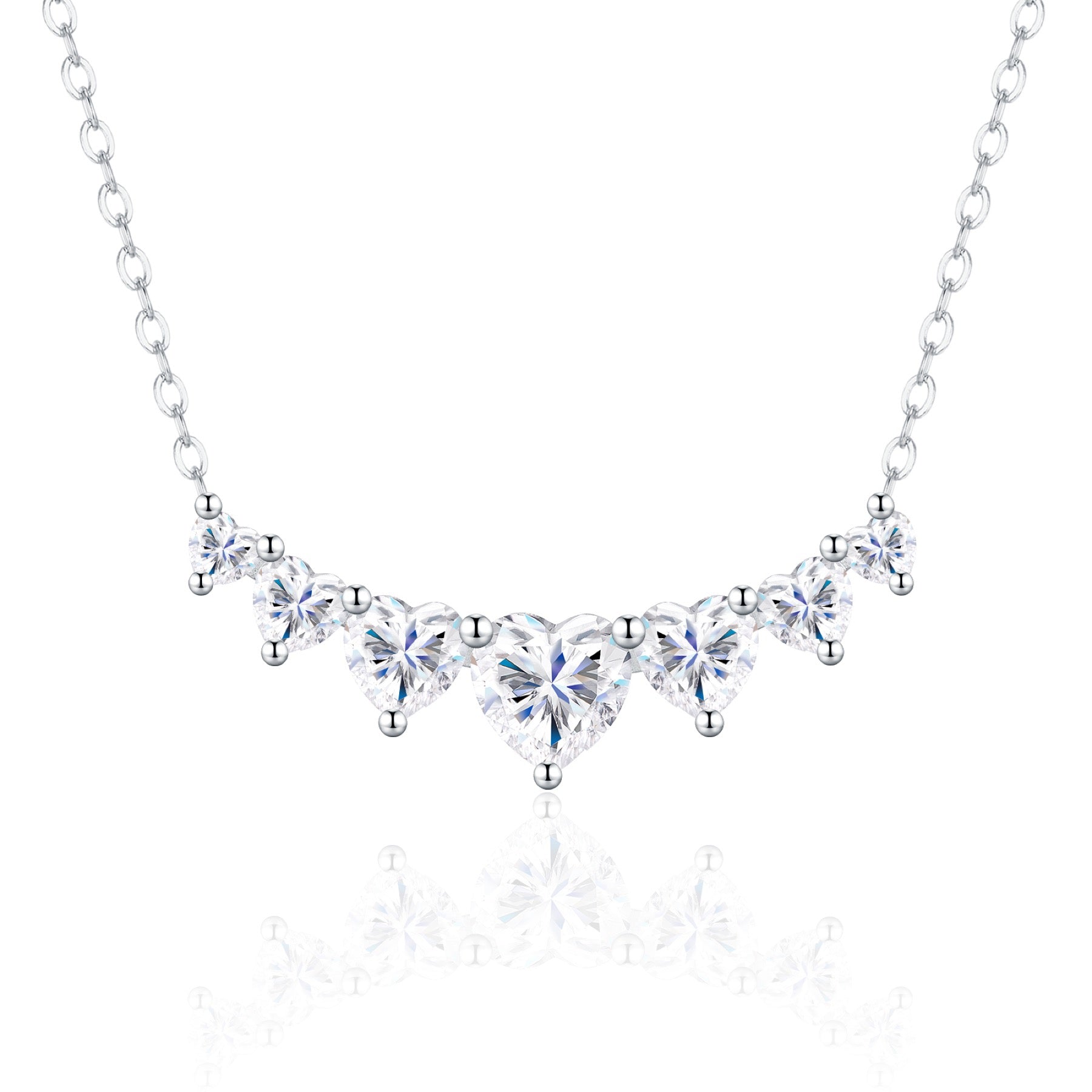 Sway Moissanite Curved Bar Necklace in Sterling Silver