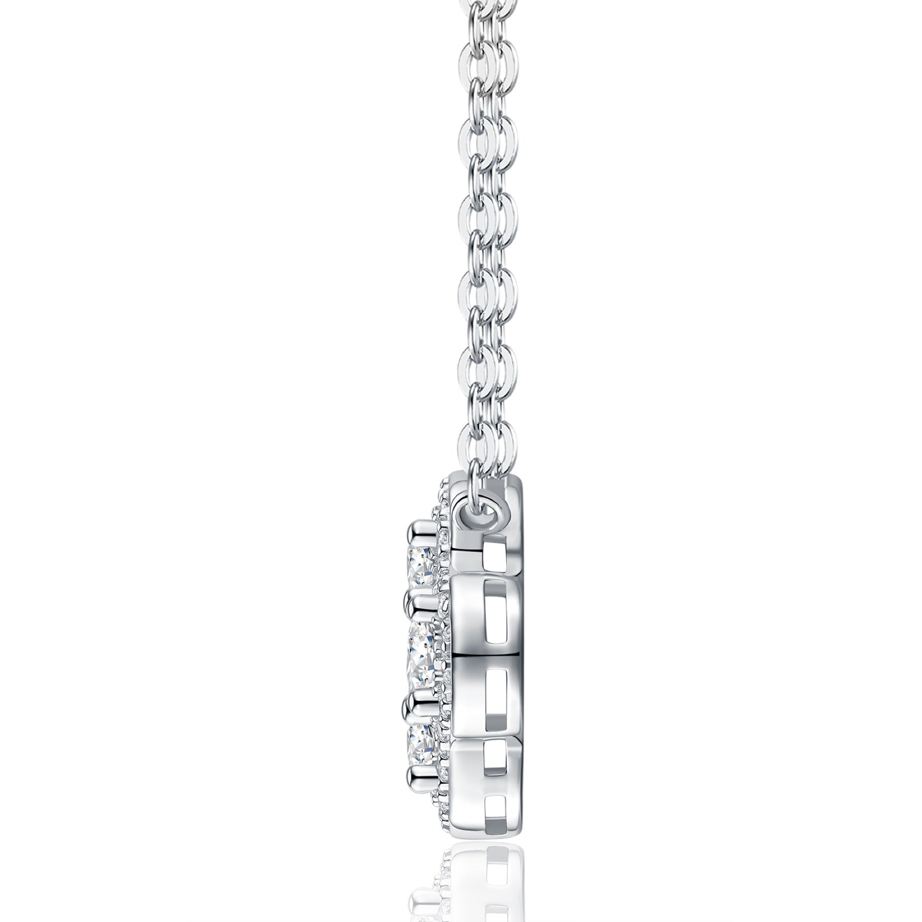 Verbena Moissanite Clover Pendant Necklace in Sterling Silver