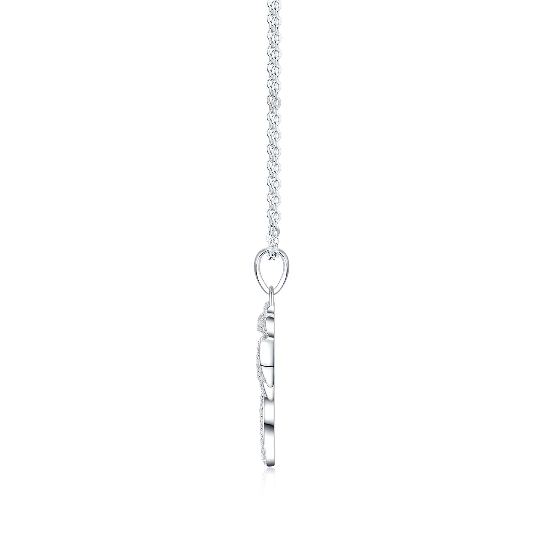 Oasis Moissanite Palm Tree Pendant Necklace in Sterling Silver