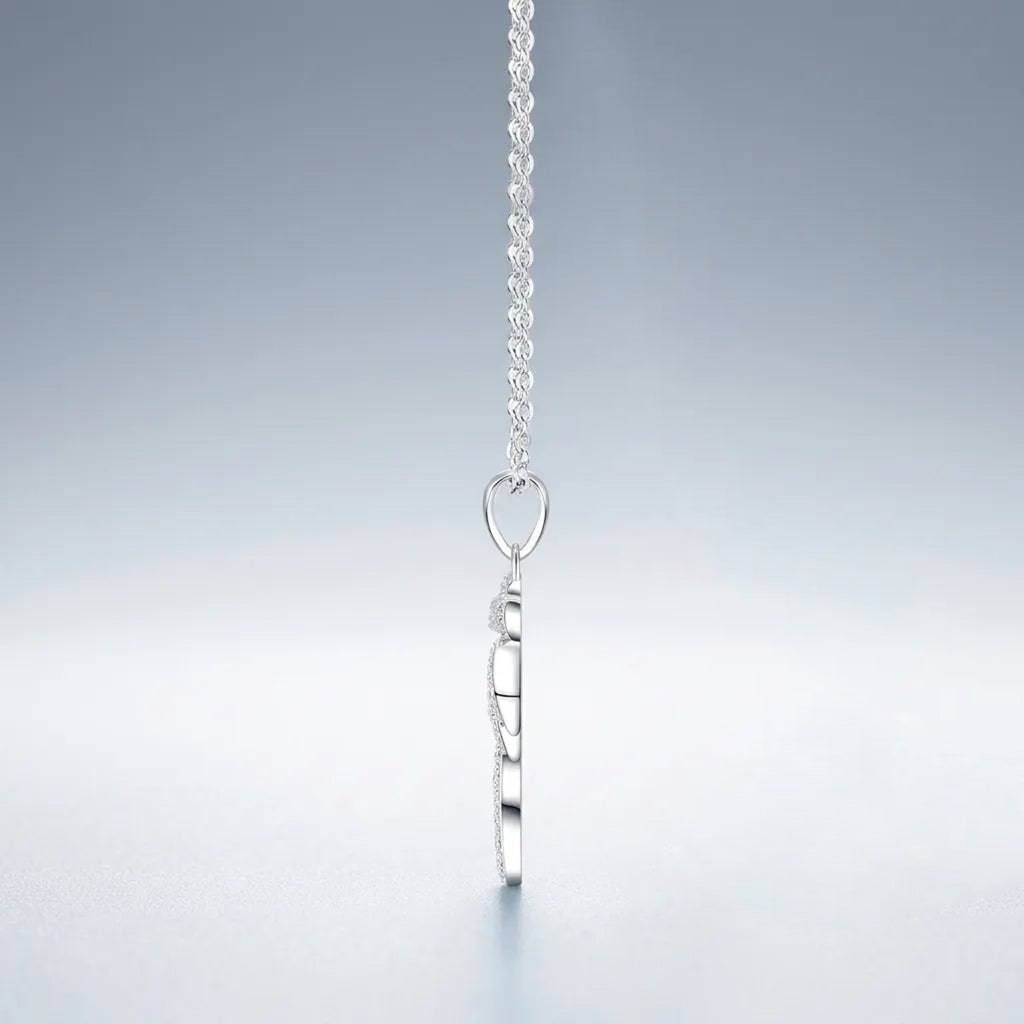 Oasis Moissanite Palm Tree Pendant Necklace in Sterling Silver