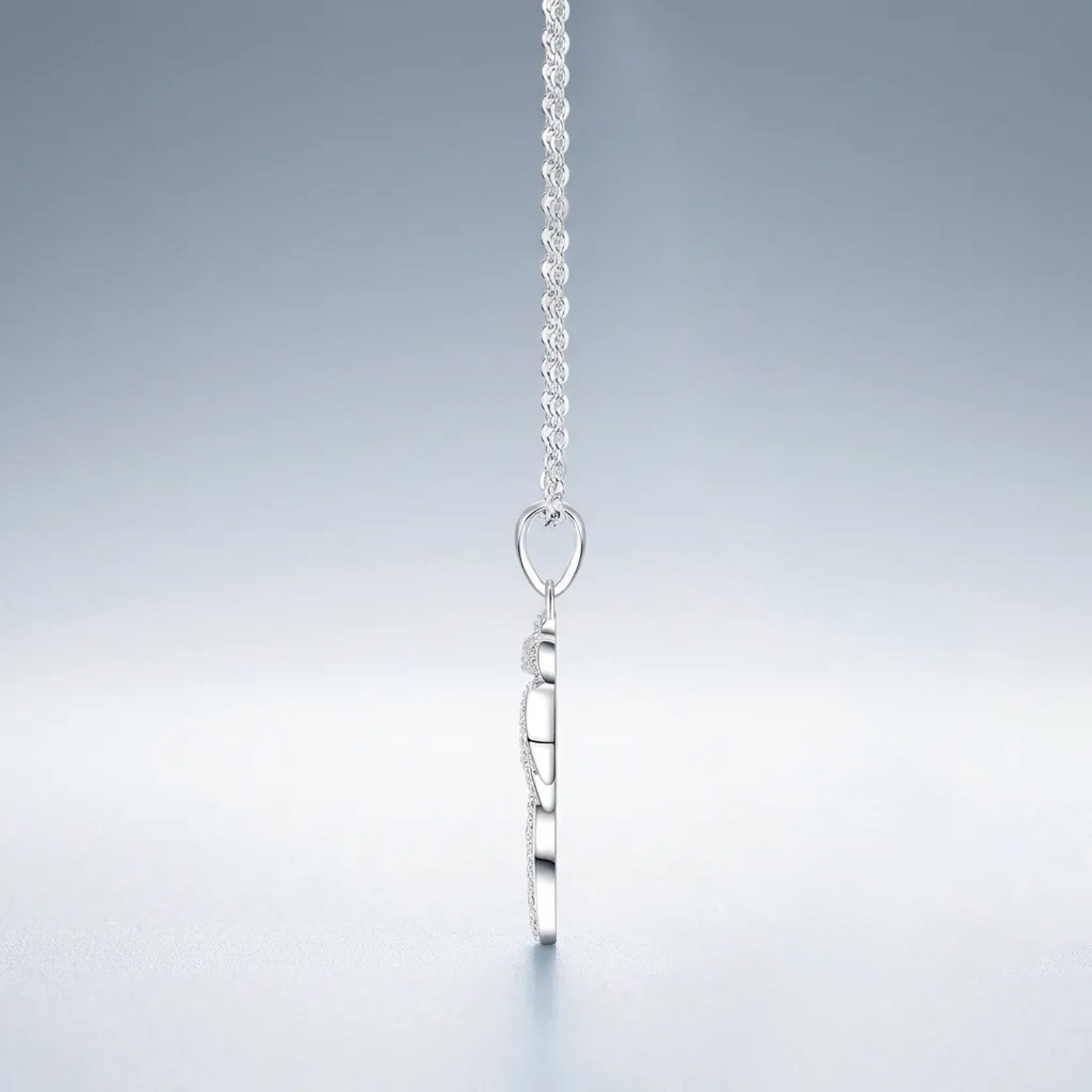 Oasis Moissanite Palm Tree Pendant Necklace in Sterling Silver